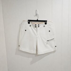 Urban Life White Cargo Shorts 100% Cotton Utility Zip Pocket Size 15/16 NWOT